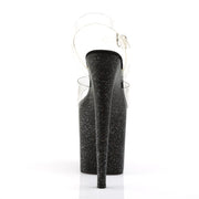 Pleaser FLAMINGO-808MG Platform Sandal (Clear/Black)