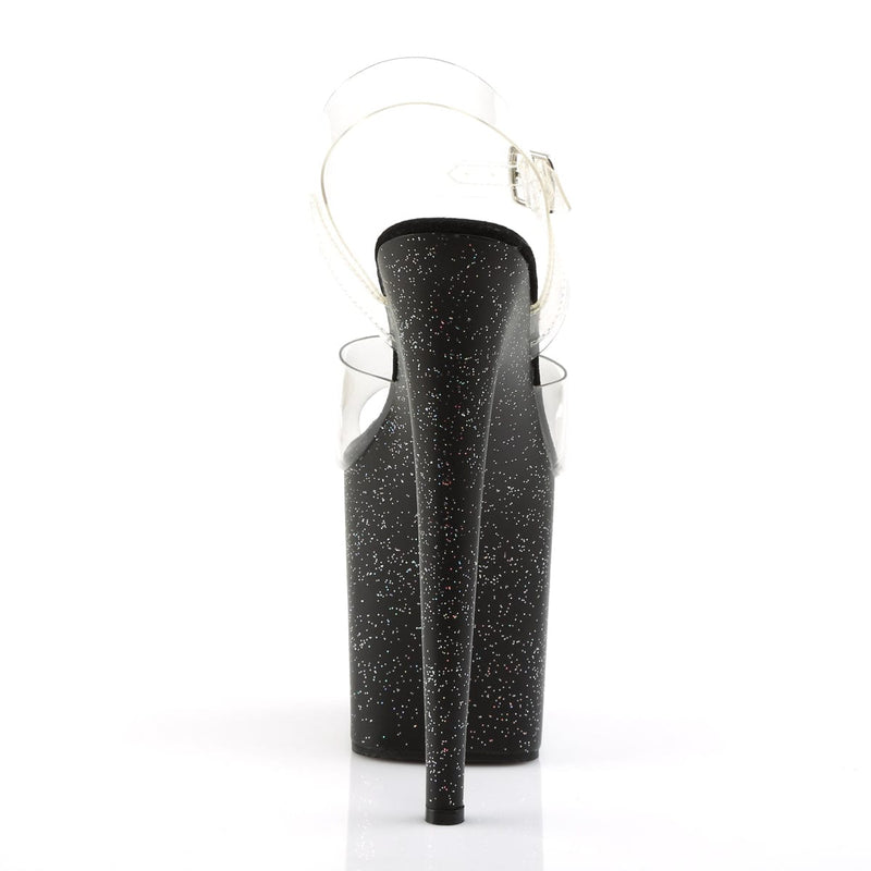 Pleaser FLAMINGO-808MG Platform Sandal (Clear/Black)