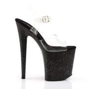 Pleaser FLAMINGO-808MG Platform Sandal (Clear/Black)