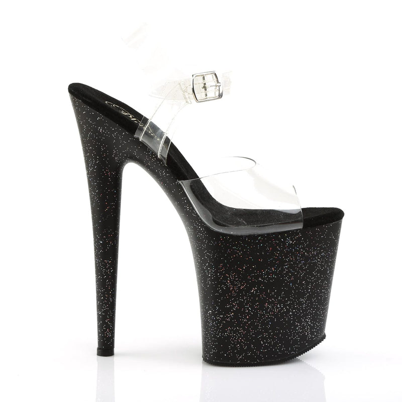 Pleaser FLAMINGO-808MG Platform Sandal (Clear/Black)