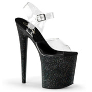 Pleaser FLAMINGO-808MG Platform Sandal (Clear/Black)