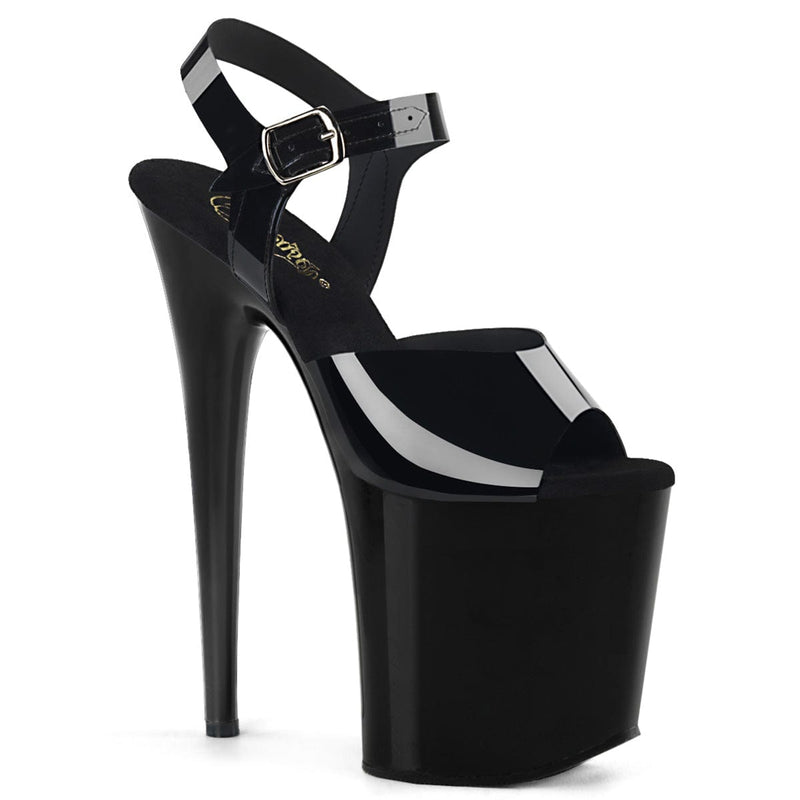 Pleaser FLAMINGO-808N Platform Sandal (Black (Jelly-Like) TPU/Black)