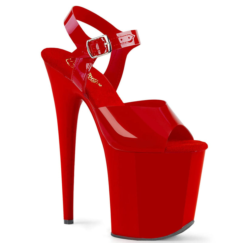 Pleaser FLAMINGO-808N Platform Sandal (Red (Jelly-Like) TPU/Red)