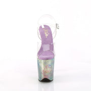 Pleaser FLAMINGO-808NEB Platform Sandal (Clear/Lavender Multi Metallic)