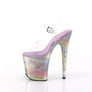Pleaser FLAMINGO-808NEB Platform Sandal (Clear/Lavender Multi Metallic)