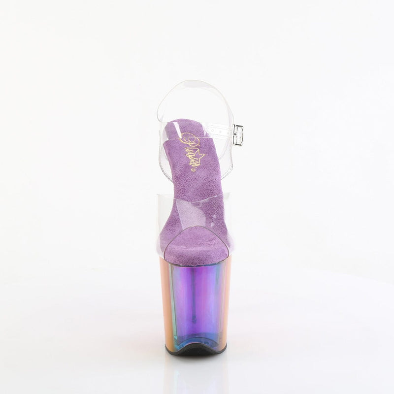 Pleaser FLAMINGO-808RMT Platform Sandal (Clear/Rainbow Misty Tinted)