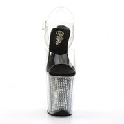 Pleaser FLAMINGO-808SRS Platform Sandal (Clear/Black SRhinestone)