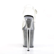 Pleaser FLAMINGO-808SRS Platform Sandal (Clear/Black SRhinestone)