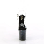 Pleaser FLAMINGO-808SS Platform Sandal (Clear/Black Multi Glitter)