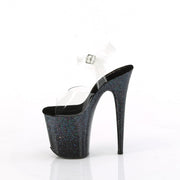 Pleaser FLAMINGO-808SS Platform Sandal (Clear/Black Multi Glitter)