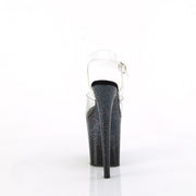 Pleaser FLAMINGO-808SS Platform Sandal (Clear/Black Multi Glitter)