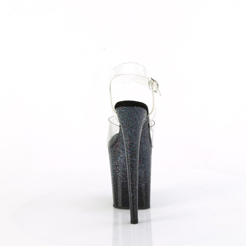 Pleaser FLAMINGO-808SS Platform Sandal (Clear/Black Multi Glitter)