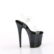 Pleaser FLAMINGO-808SS Platform Sandal (Clear/Black Multi Glitter)