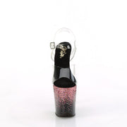 Pleaser FLAMINGO-808SS Platform Sandal (Clear/Black-Pink Multi Glitter)