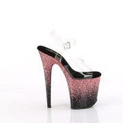 Pleaser FLAMINGO-808SS Platform Sandal (Clear/Black-Pink Multi Glitter)