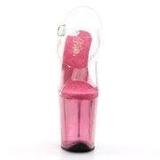 Pleaser FLAMINGO-808T Platform Sandal (Clear/Pink Tinted)
