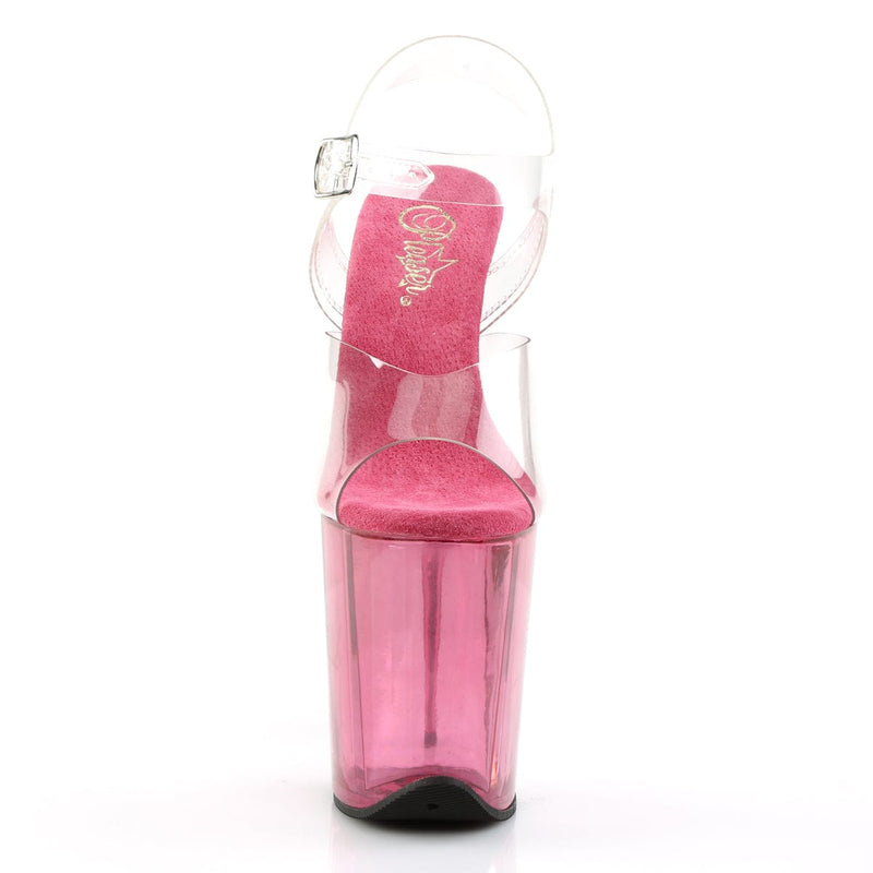 Pleaser FLAMINGO-808T Platform Sandal (Clear/Pink Tinted)