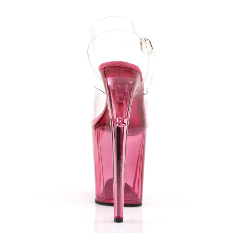 Pleaser FLAMINGO-808T Platform Sandal (Clear/Pink Tinted)