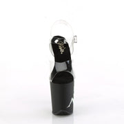 Pleaser FLAMINGO-808TGRS Platform Sandal (Clear/Black-AB Silver)