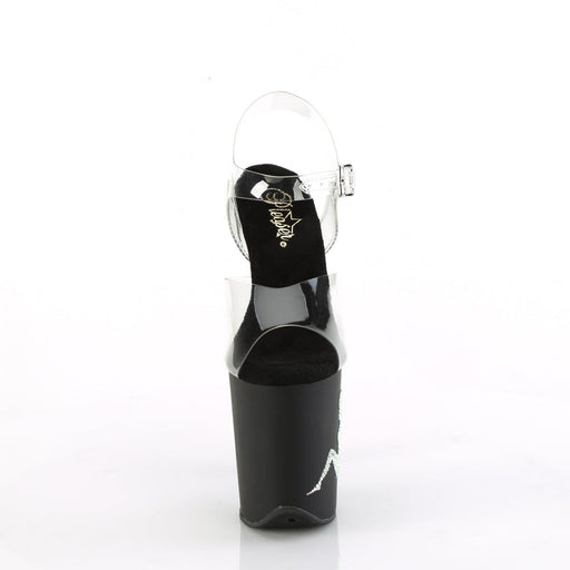 Pleaser FLAMINGO-808TGRS Platform Sandal (Clear/Black-AB Silver)