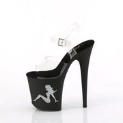 Pleaser FLAMINGO-808TGRS Platform Sandal (Clear/Black-AB Silver)