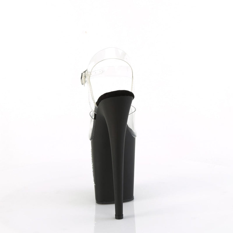 Pleaser FLAMINGO-808TGRS Platform Sandal (Clear/Black-AB Silver)
