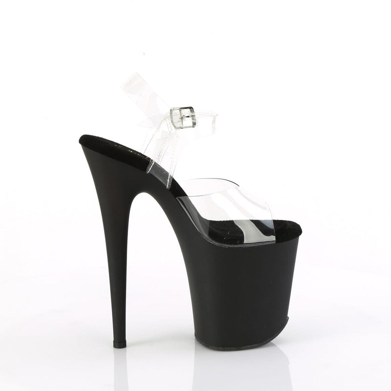 Pleaser FLAMINGO-808TGRS Platform Sandal (Clear/Black-AB Silver)