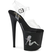 Pleaser FLAMINGO-808TGRS Platform Sandal (Clear/Black-AB Silver)