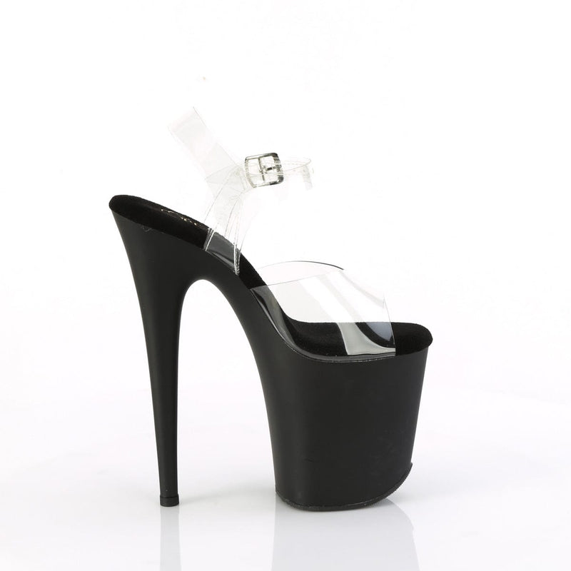 Pleaser FLAMINGO-808TGRS Platform Sandal (Clear/Black-Red)