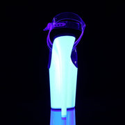 Pleaser FLAMINGO-808UV Platform Sandal (Clear/Neon White)
