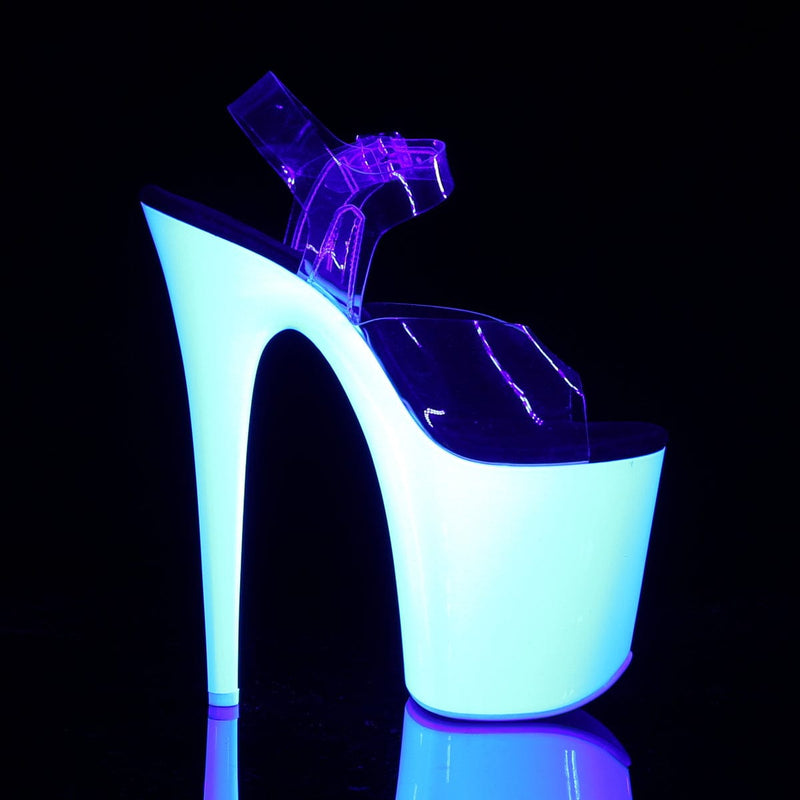 Pleaser FLAMINGO-808UV Platform Sandal (Clear/Neon White)