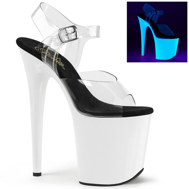 Pleaser FLAMINGO-808UV Platform Sandal (Clear/Neon White)