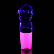 Pleaser FLAMINGO-808UVG Platform Sandal (Clear/Neon Hot Pink Glitter)