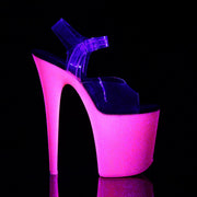 Pleaser FLAMINGO-808UVG Platform Sandal (Clear/Neon Hot Pink Glitter)