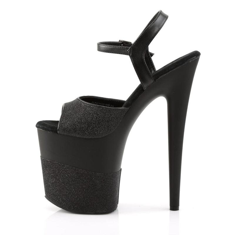 Pleaser FLAMINGO-809-2G Platform Sandal (Black Glitter/Black-Glitter)