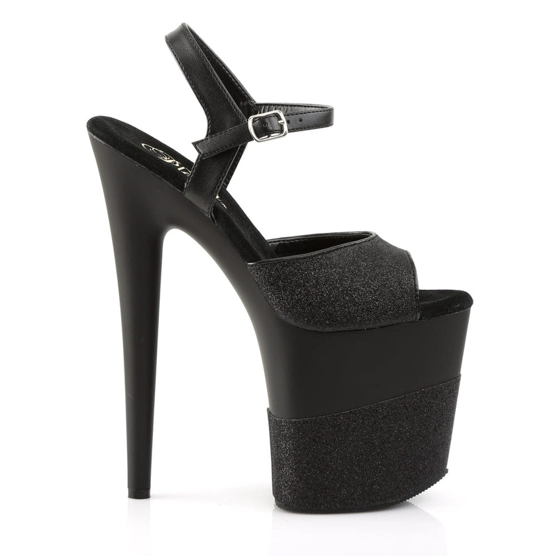 Pleaser FLAMINGO-809-2G Platform Sandal (Black Glitter/Black-Glitter)