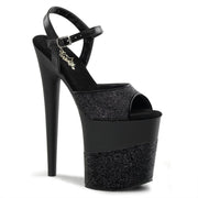 Pleaser FLAMINGO-809-2G Platform Sandal (Black Glitter/Black-Glitter)
