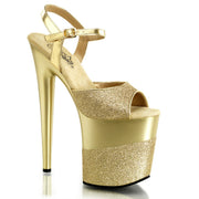 Pleaser FLAMINGO-809-2G Platform Sandal (Gold Glitter/Gold-Glitter)