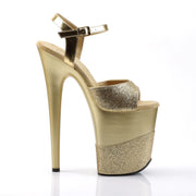 Pleaser FLAMINGO-809-2G Platform Sandal (Gold Glitter/Gold-Glitter)