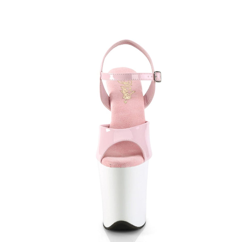 Pleaser FLAMINGO-809 Platform Sandal (Baby Pink Patent/White)