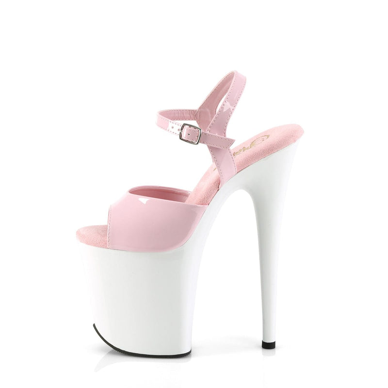 Pleaser FLAMINGO-809 Platform Sandal (Baby Pink Patent/White)