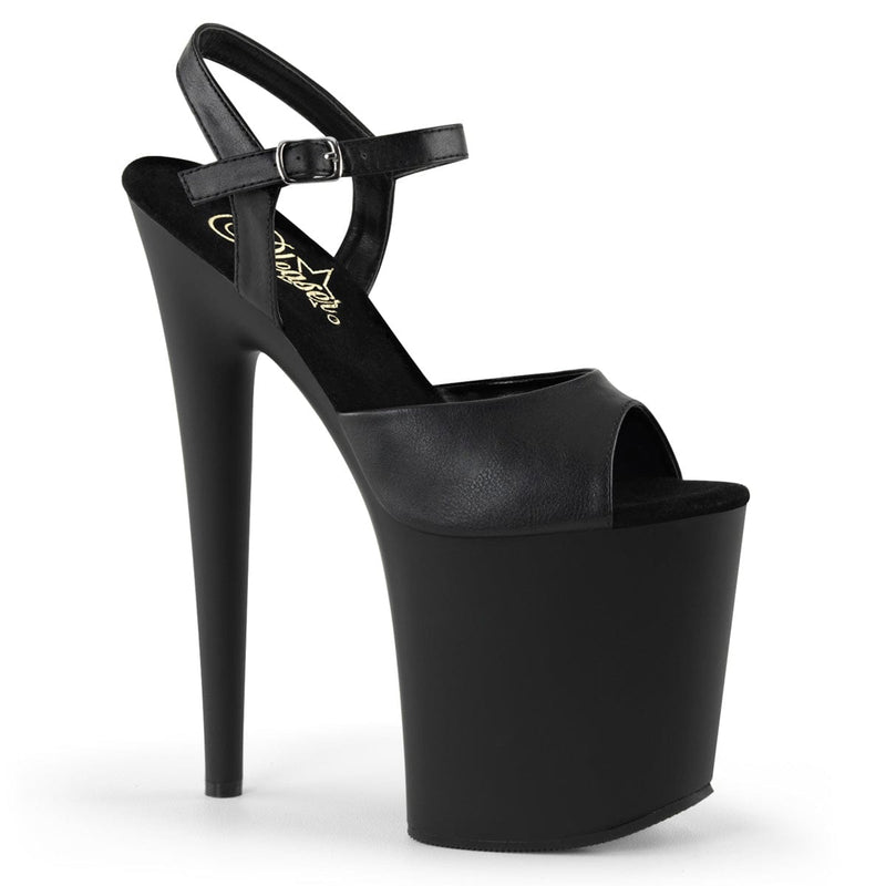 Pleaser FLAMINGO-809 Platform Sandal (Black Faux Leather/Black Matte)