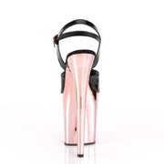 Pleaser FLAMINGO-809 Platform Sandal (Black Patent/Rose Gold Chrome)