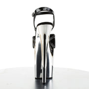 Pleaser FLAMINGO-809 Platform Sandal (Black Patent/Silver Chrome)