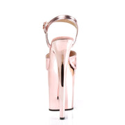 Pleaser FLAMINGO-809 Platform Sandal (Rose Gold Metallic Pu/Rose Gold Chrome)