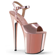 Pleaser FLAMINGO-809 Platform Sandal (Rose Gold Metallic Pu/Rose Gold Chrome)