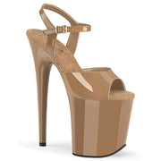 Pleaser FLAMINGO-809 Platform Sandal (Toffee Patent/Toffee)