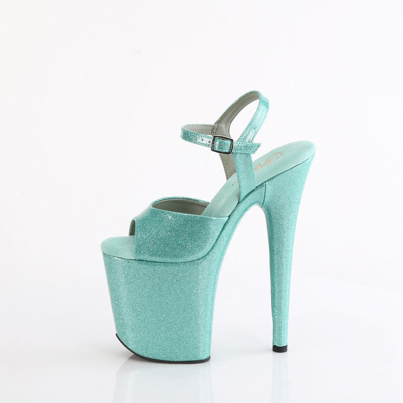 Pleaser FLAMINGO-809GP Platform Sandal (Aqua Glitter Patent/M)