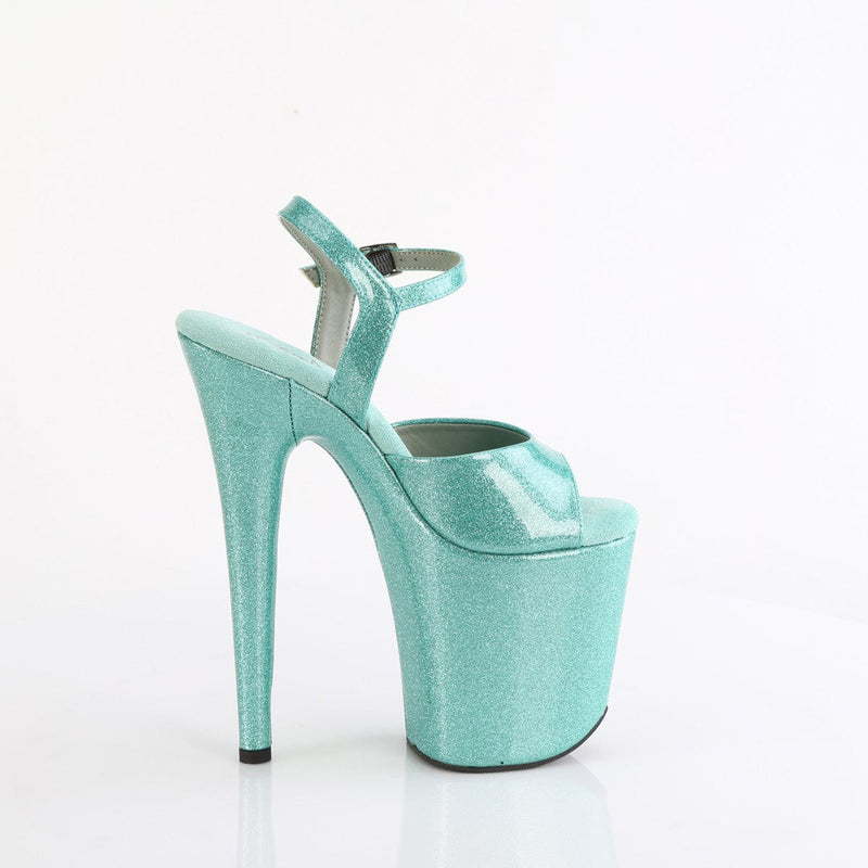 Pleaser FLAMINGO-809GP Platform Sandal (Aqua Glitter Patent/M)