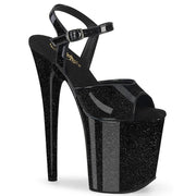 Pleaser FLAMINGO-809GP Platform Sandal (Black Glitter Patent/M)